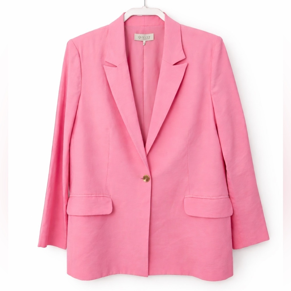 NWT WAYF Bubblegum Pink Blazer Size S Longline Single Button Jacket